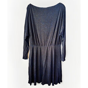 White Birch 2X Black Glitter Knit Long Sleeve Dress With Snap Undershorts